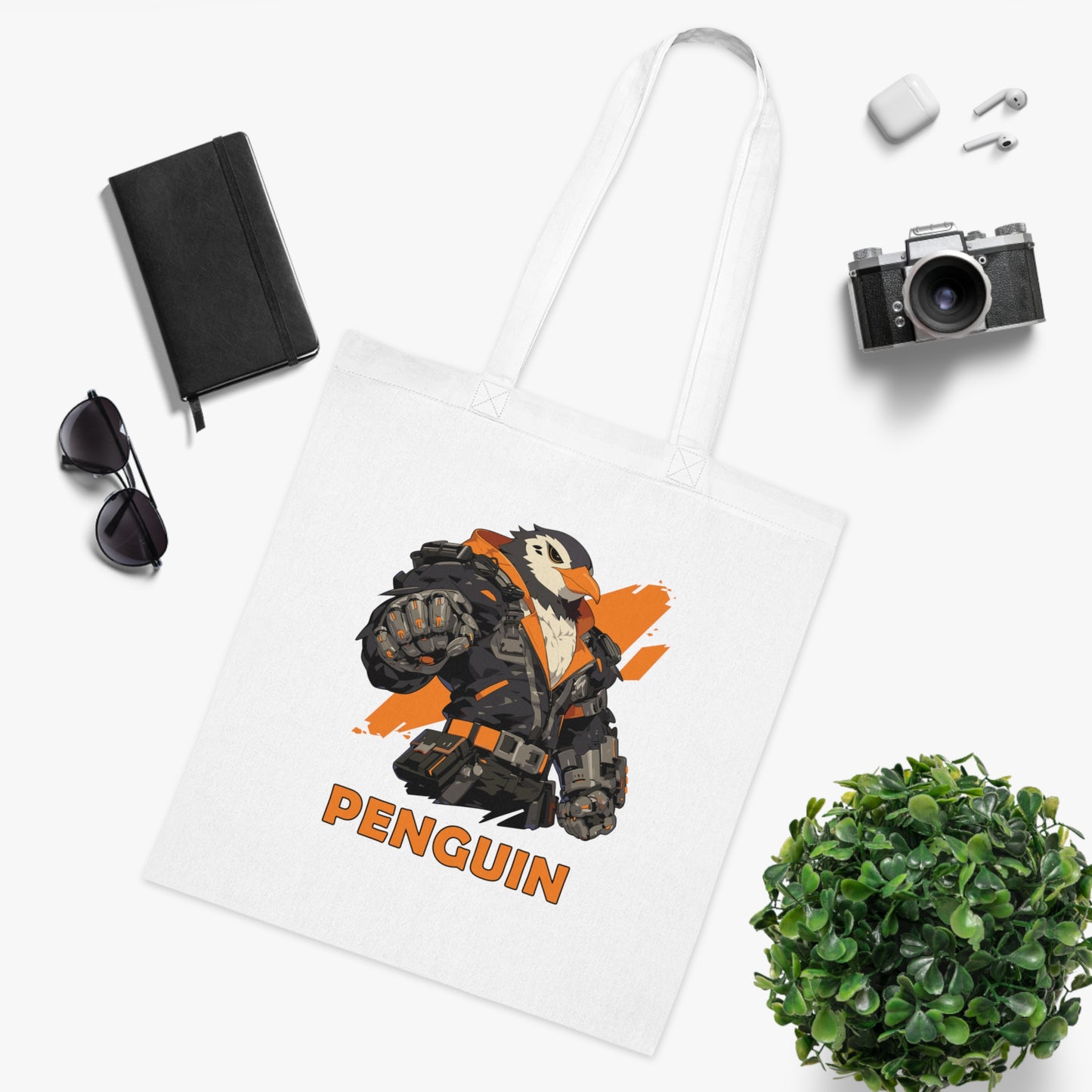 100% Cotton Canvas Tote Bag | Mascot-Penguin-008