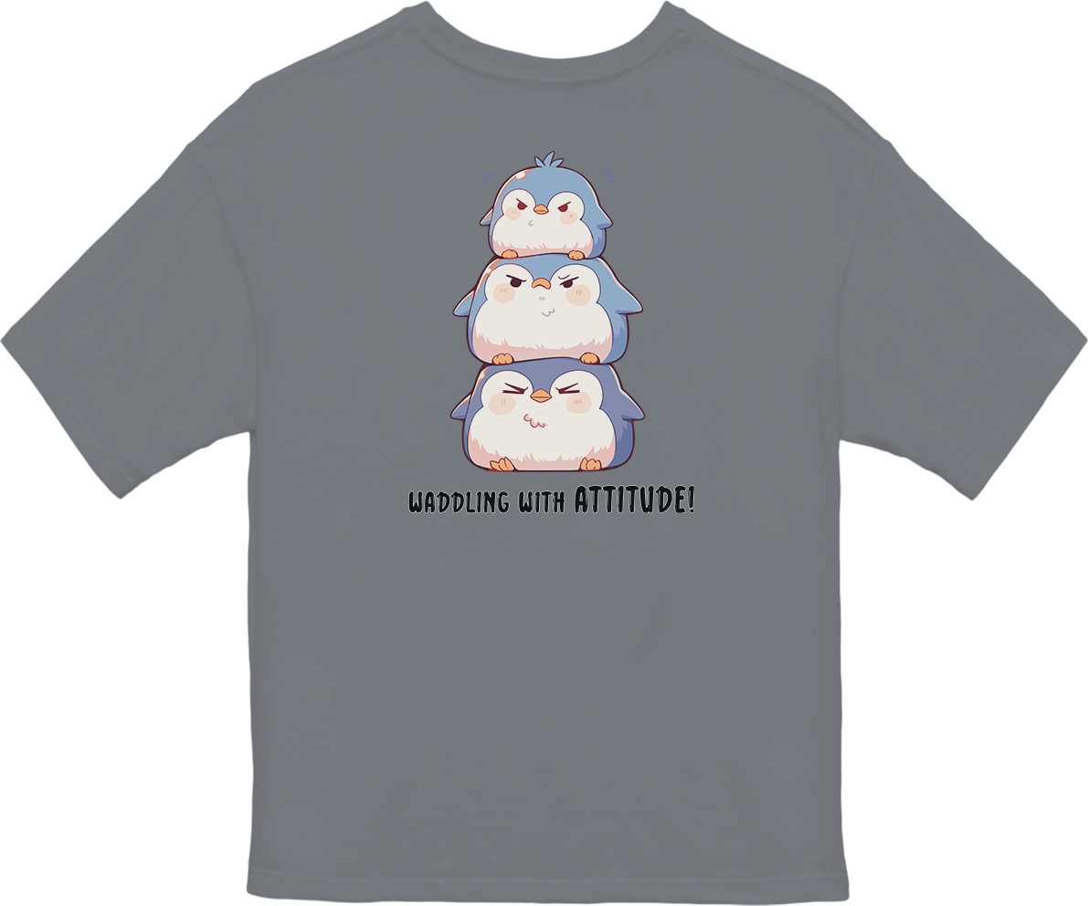 100% Cotton Oversized Tee | Kawaii-Penguin-001
