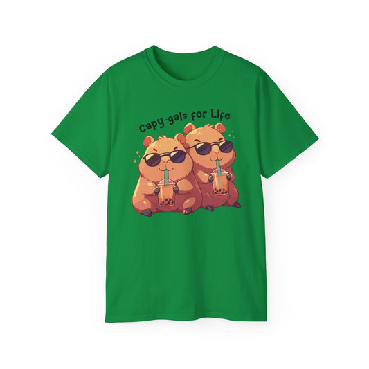 100% Cotton Short Sleeve Tee | Kawaii-Capybara-002
