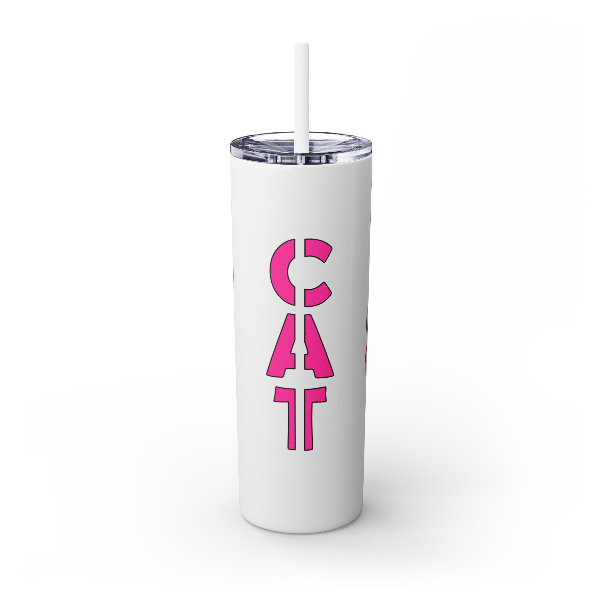 吉祥物标志，20盎司玻璃杯，不锈钢，防漏 T20-2405-Mascot-Cat-001