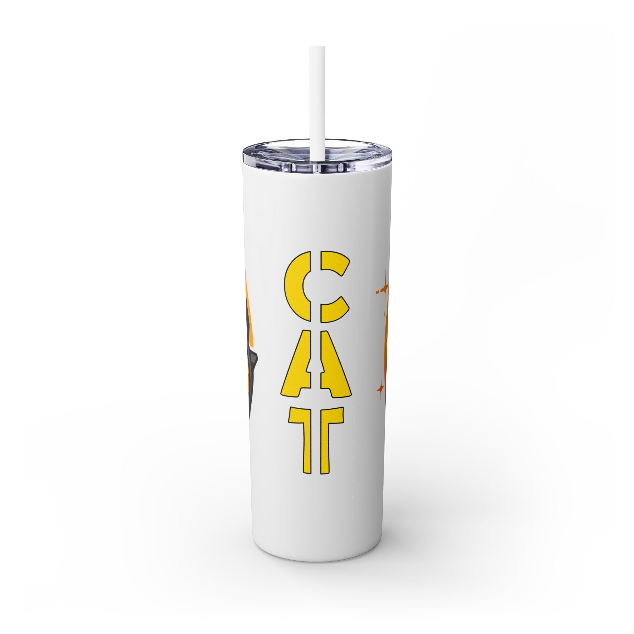 吉祥物标志，20盎司玻璃杯，不锈钢，防漏 T20-2405-Mascot-Cat-004