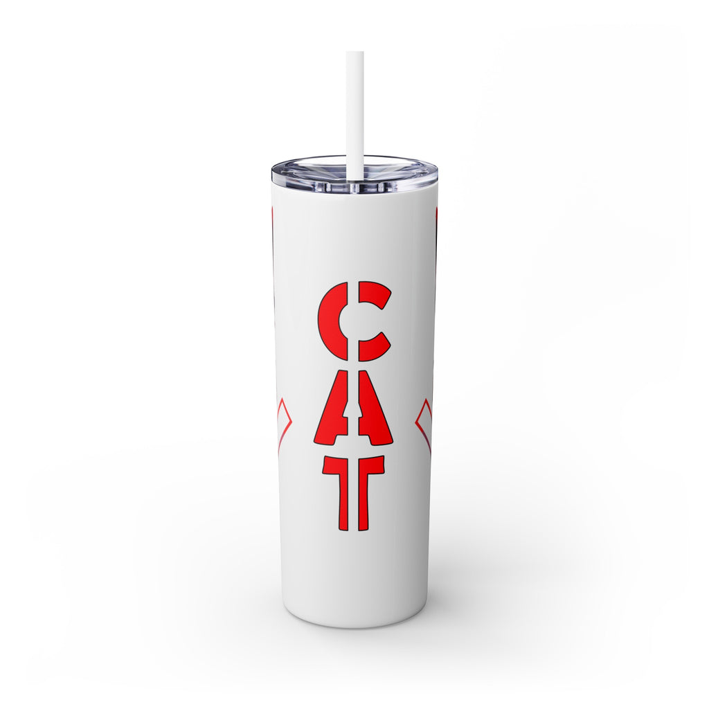 吉祥物标志，20盎司玻璃杯，不锈钢，防漏 T20-2405-Mascot-Cat-010