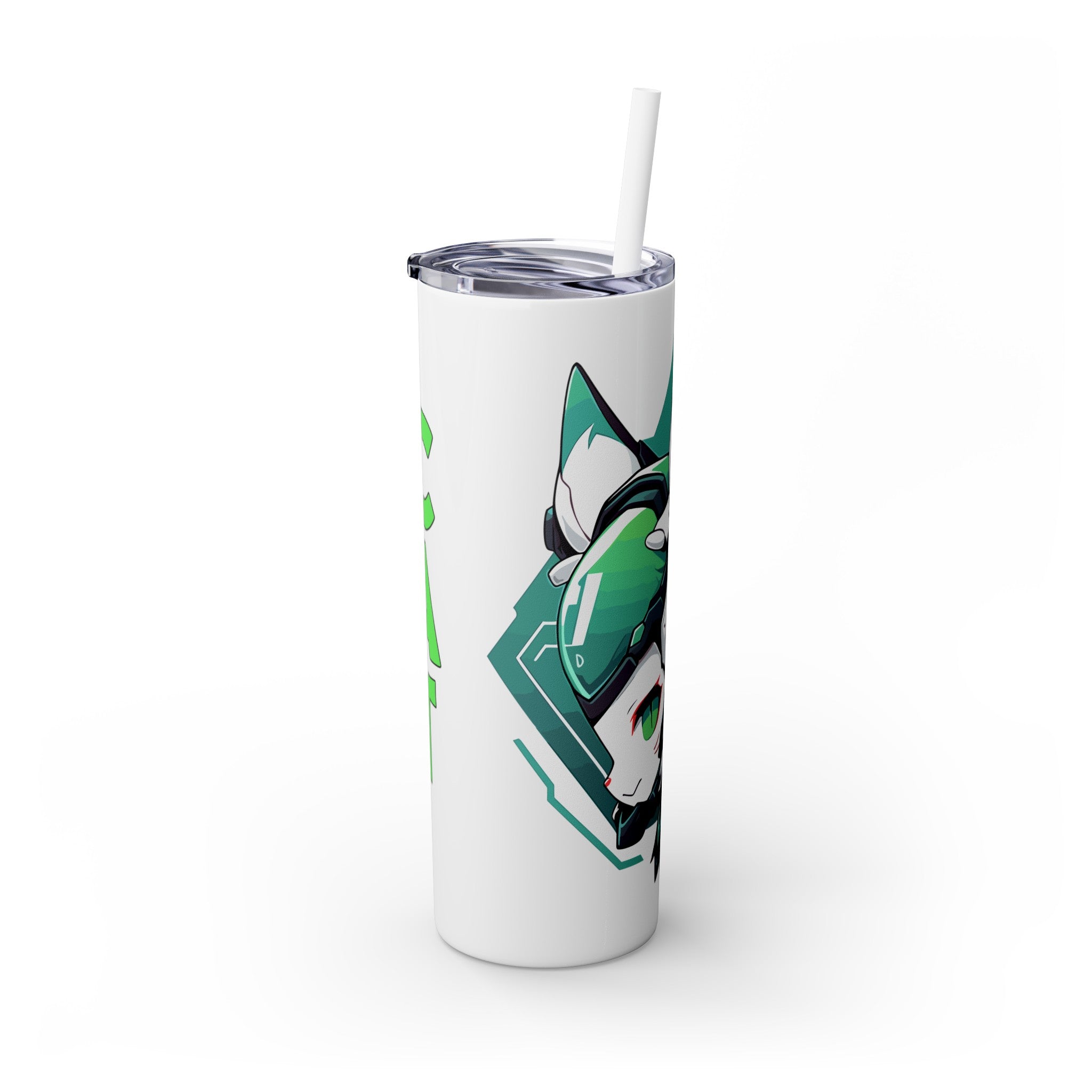 吉祥物标志，20盎司玻璃杯，不锈钢，防漏 T20-2405-Mascot-Cat-011