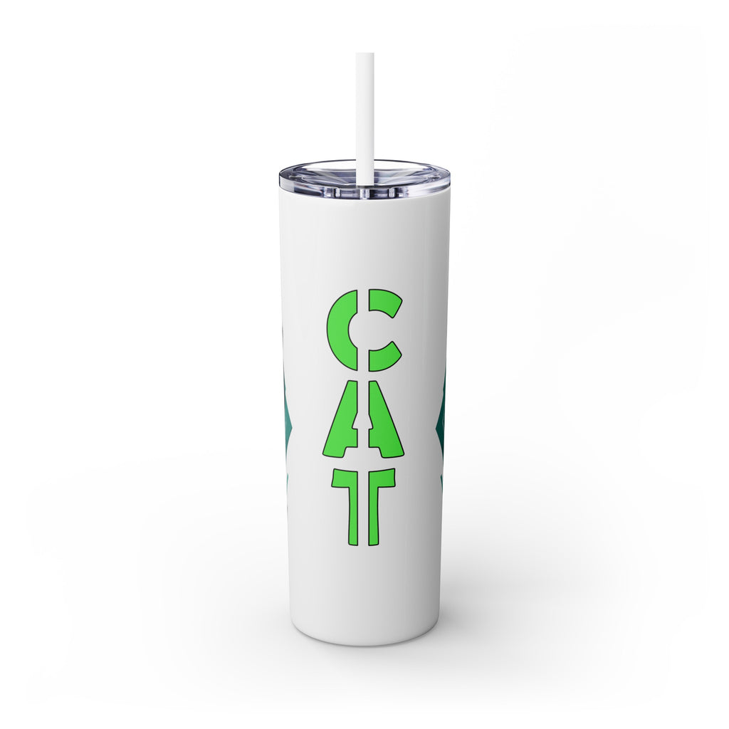 吉祥物标志，20盎司玻璃杯，不锈钢，防漏 T20-2405-Mascot-Cat-011