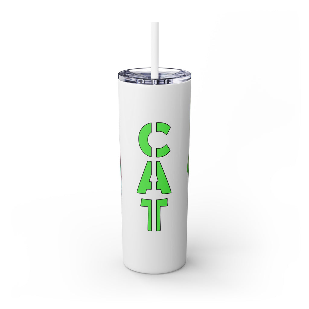 吉祥物标志，20盎司玻璃杯，不锈钢，防漏 T20-2405-Mascot-Cat-012