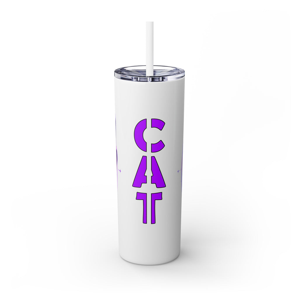 吉祥物标志，20盎司玻璃杯，不锈钢，防漏 T20-2405-Mascot-Cat-015