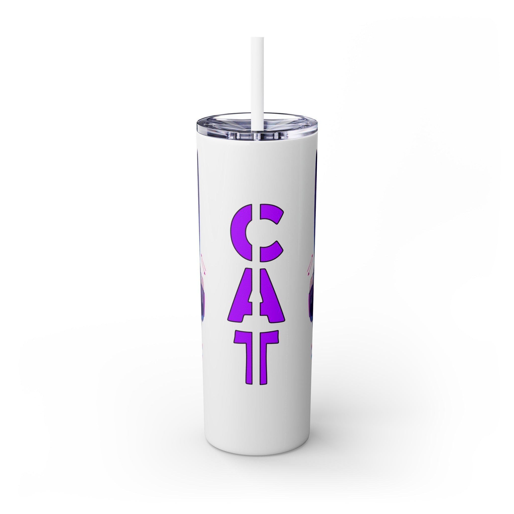 吉祥物标志，20盎司玻璃杯，不锈钢，防漏 T20-2405-Mascot-Cat-016