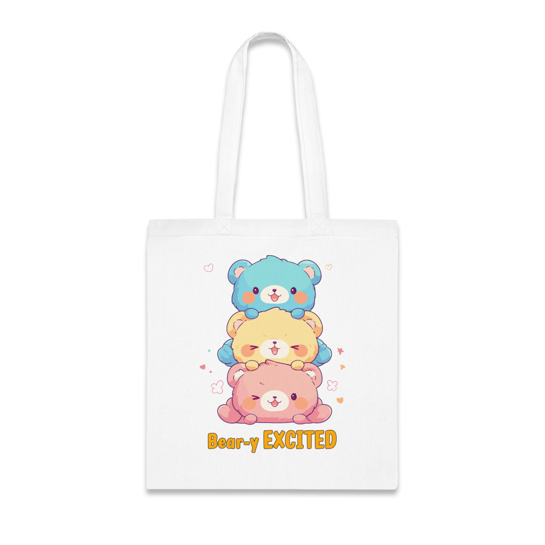 100% Cotton Canvas Tote Bag | Kawaii-Bear-002