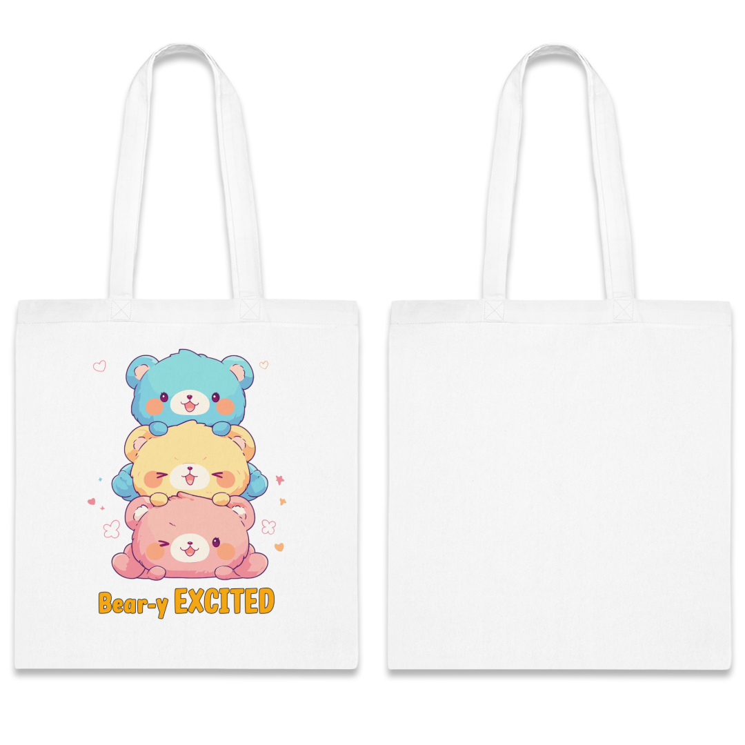 100% Cotton Canvas Tote Bag | Kawaii-Bear-002