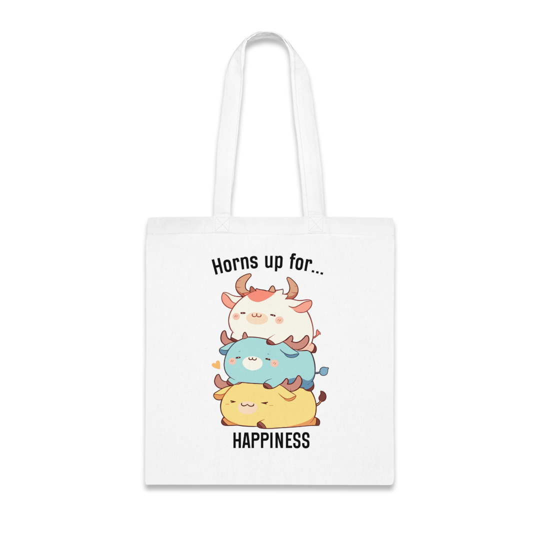 100% Cotton Canvas Tote Bag | Kawaii-Bull-002