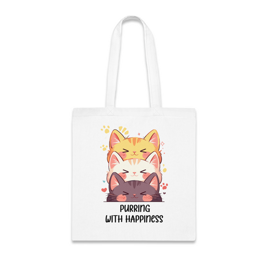 100% Cotton Canvas Tote Bag | Kawaii-Cat-002