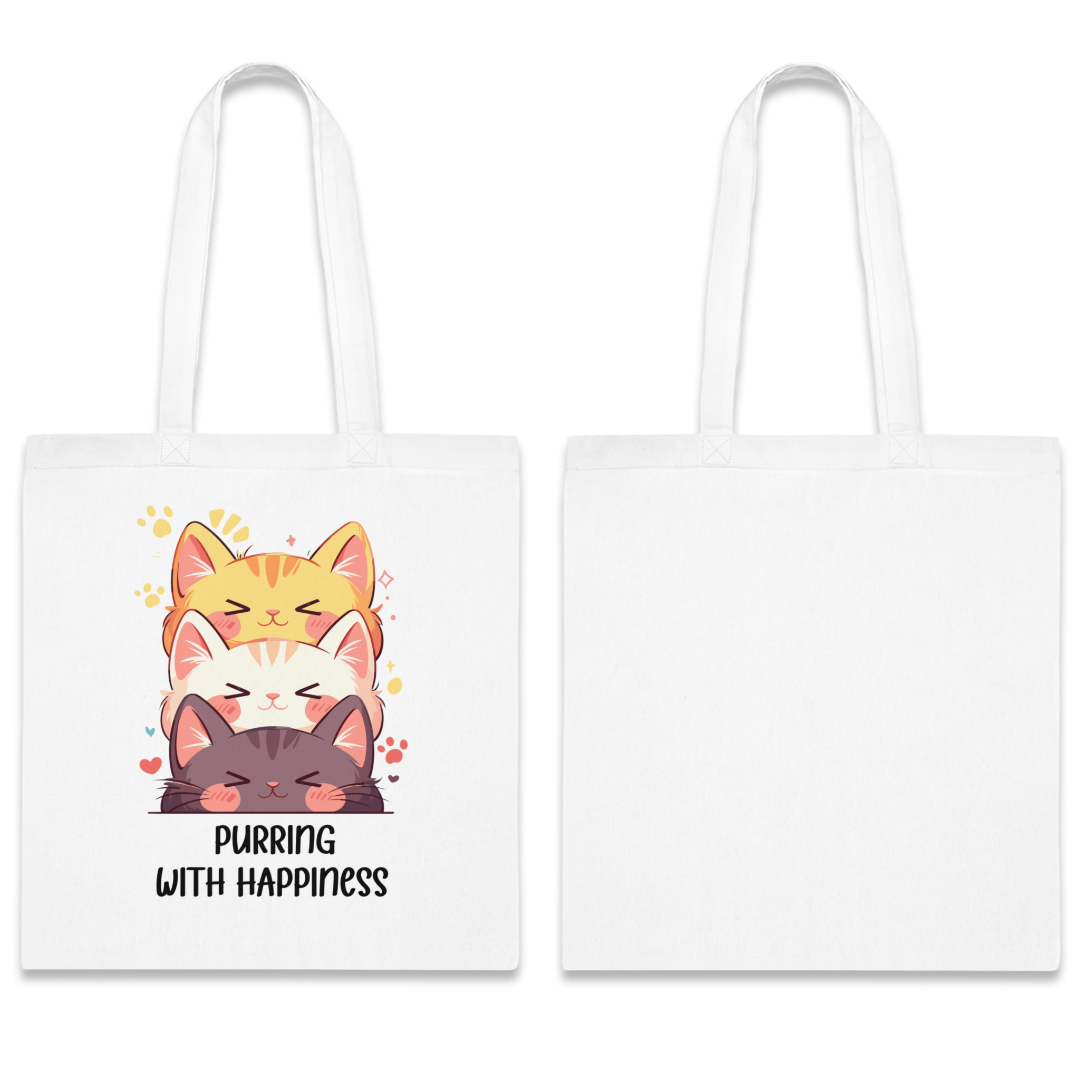 100% Cotton Canvas Tote Bag | Kawaii-Cat-002