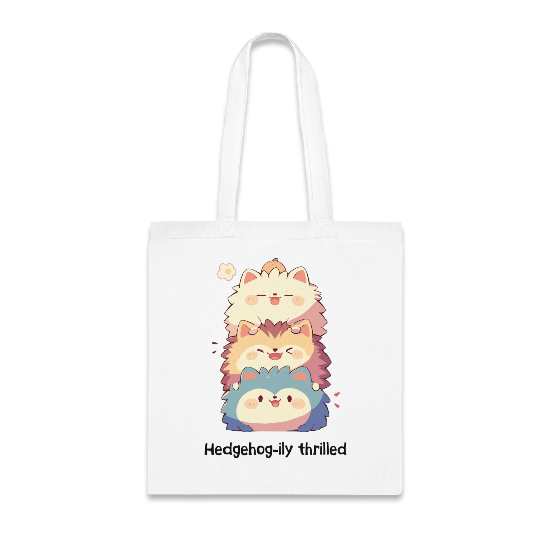 100% Cotton Canvas Tote Bag | Kawaii-Hedgehog-002