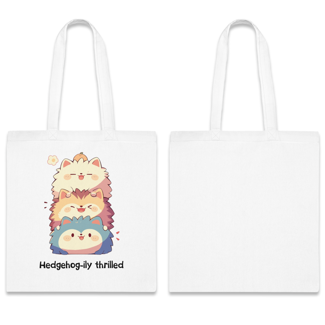 100% Cotton Canvas Tote Bag | Kawaii-Hedgehog-002