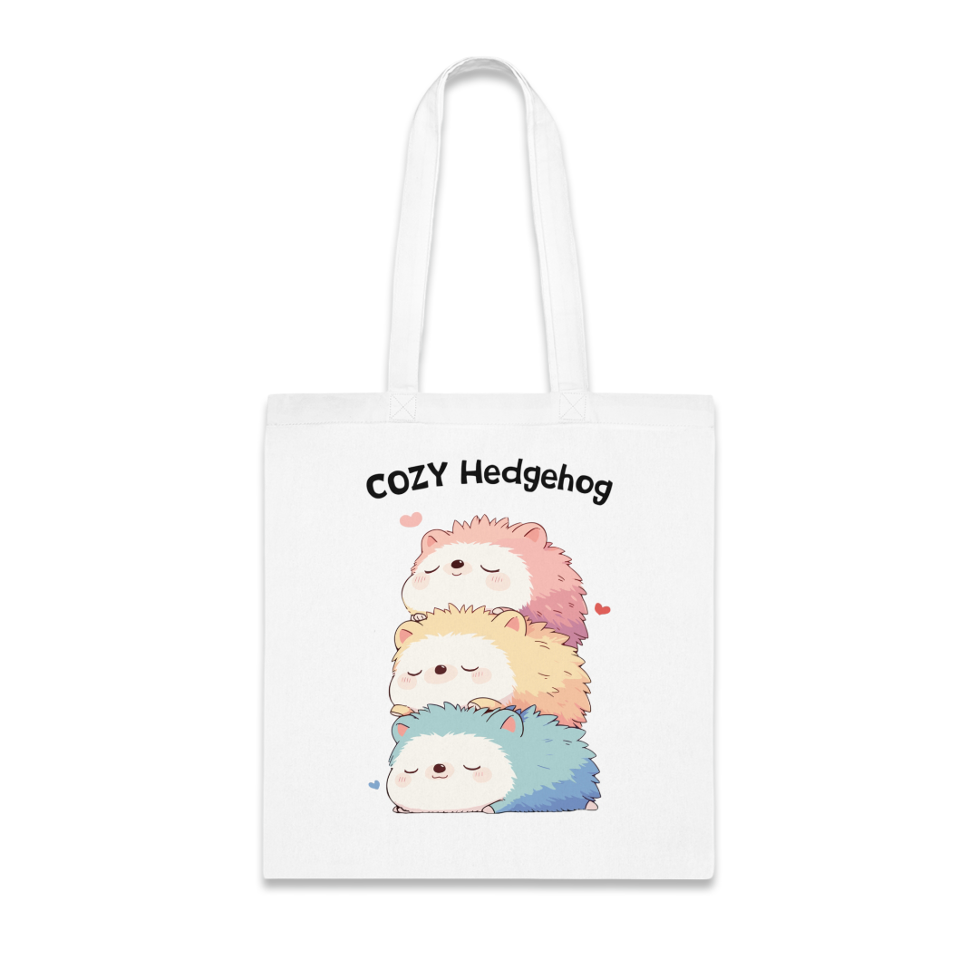 100% Cotton Canvas Tote Bag | Kawaii-Hedgehog-003