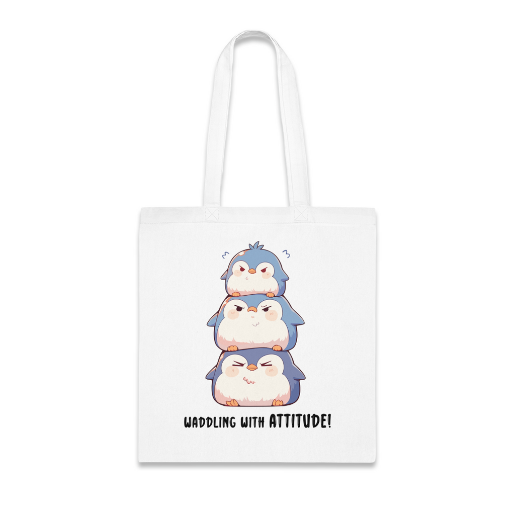 100%纯棉帆布手提袋 | Kawaii-Penguin-001