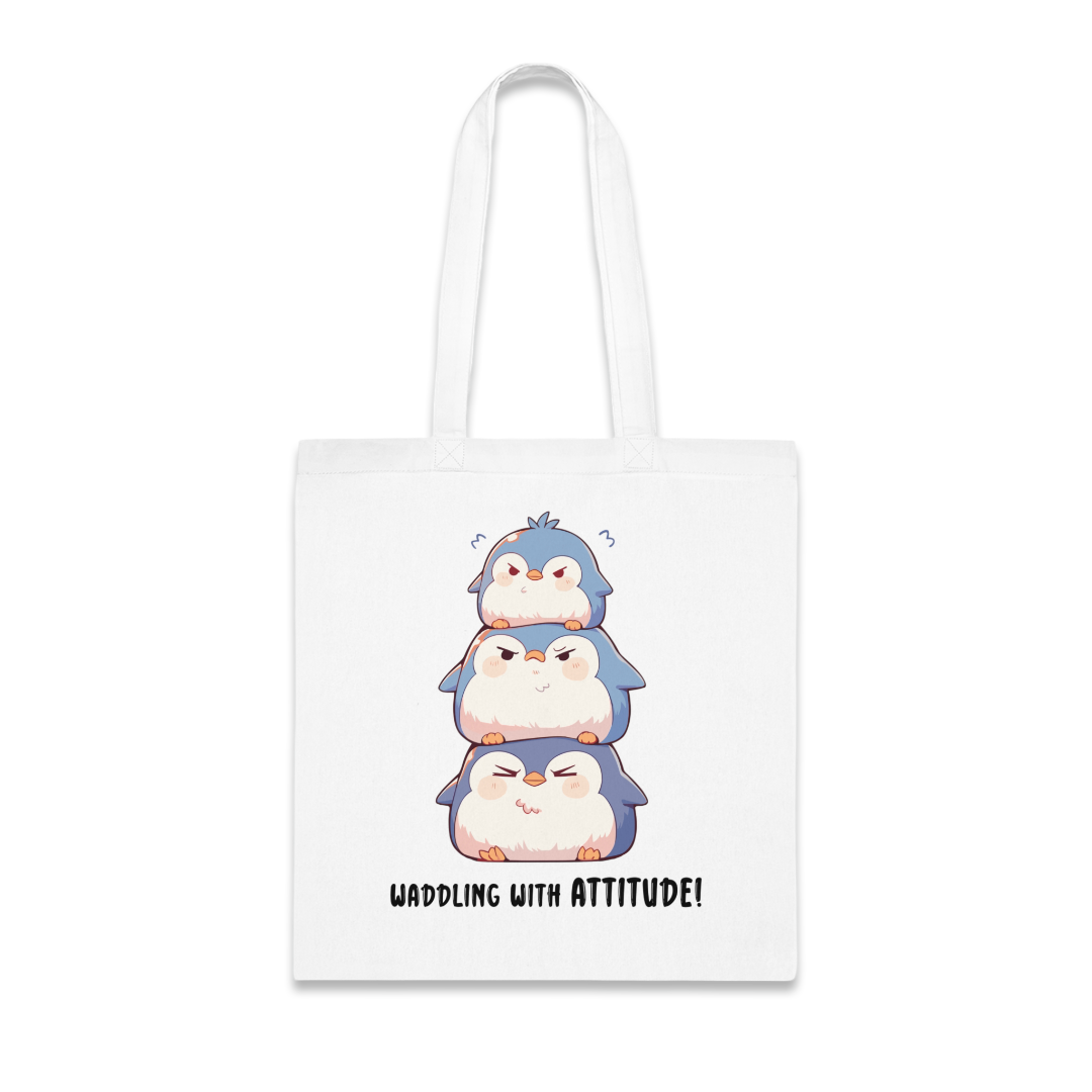 100%纯棉帆布手提袋 | Kawaii-Penguin-001