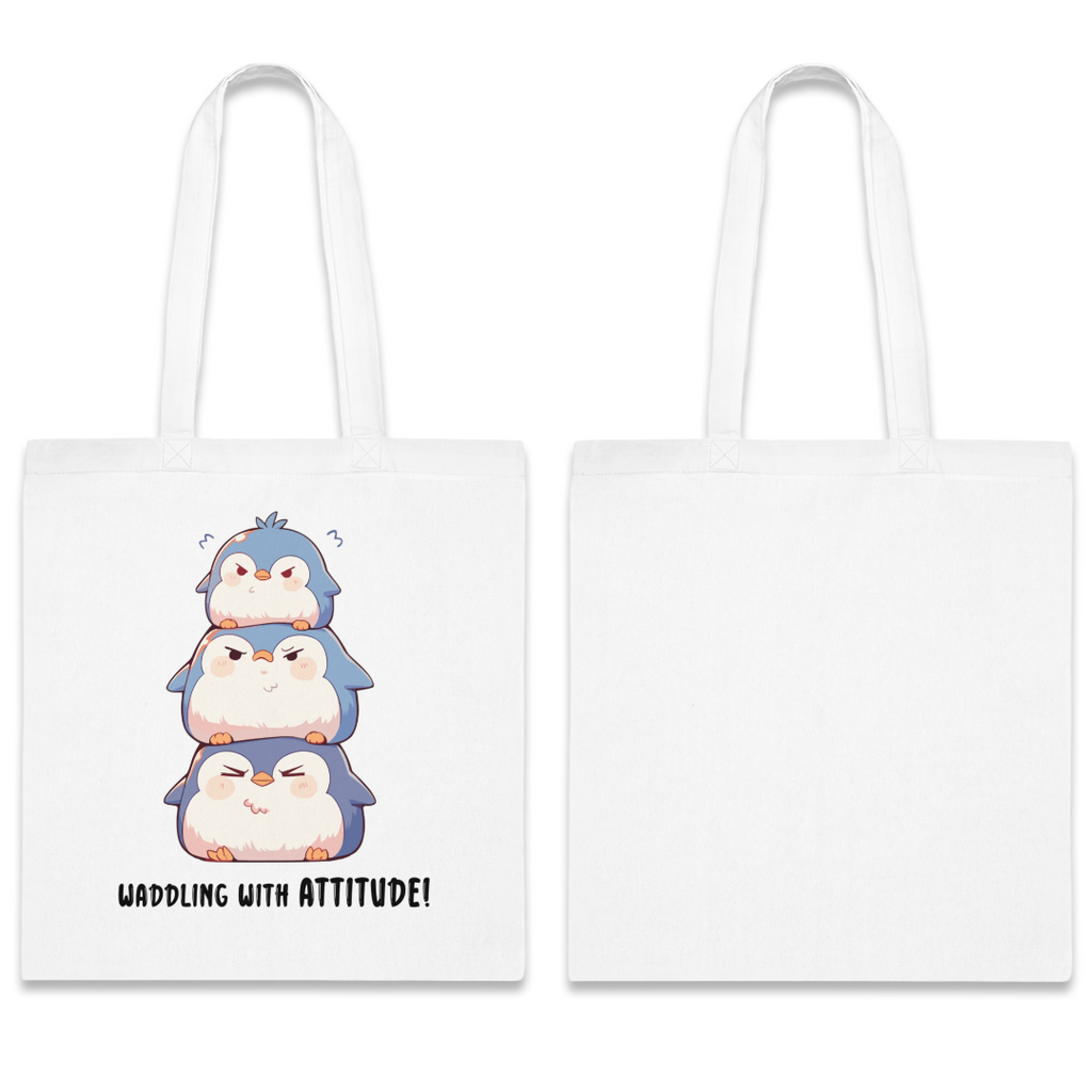 100%纯棉帆布手提袋 | Kawaii-Penguin-001