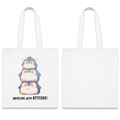 100% Cotton Canvas Tote Bag | Kawaii-Penguin-001