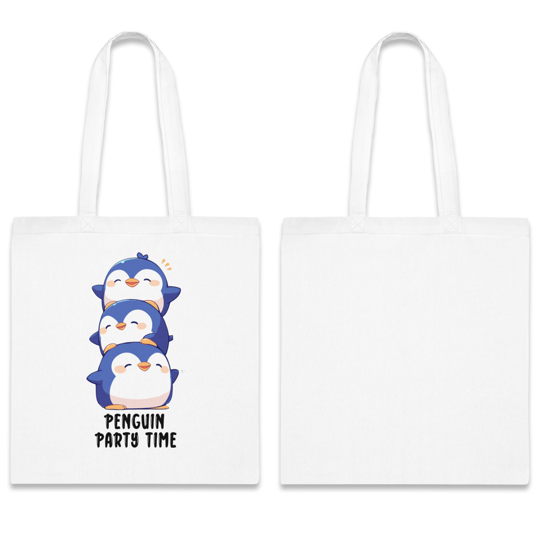 100% Cotton Canvas Tote Bag | Kawaii-Penguin-002