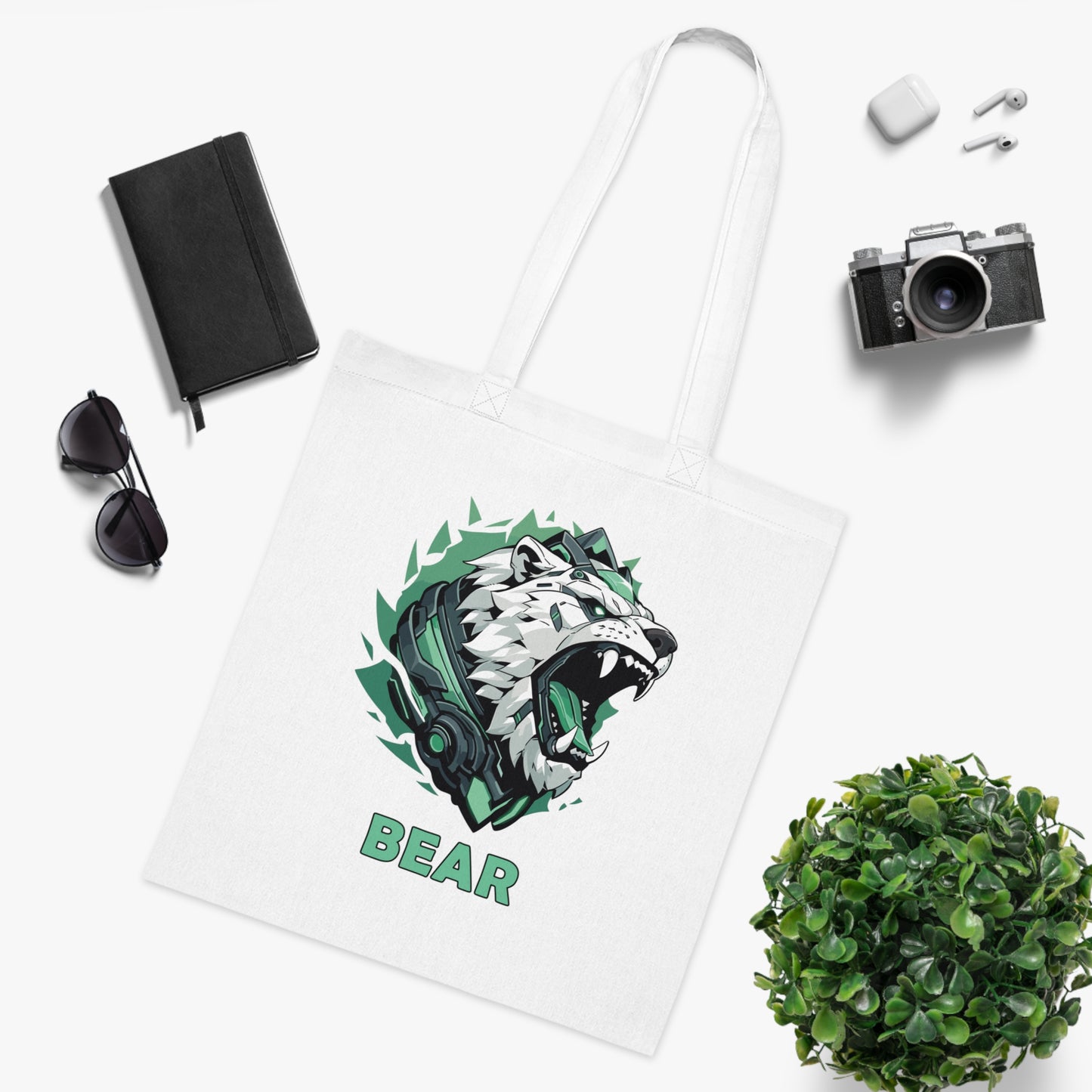 100% Cotton Canvas Tote Bag | Mascot-Bear-012