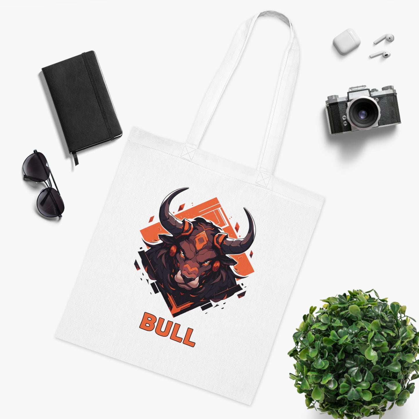 100% Cotton Canvas Tote Bag | Mascot-Bull-007