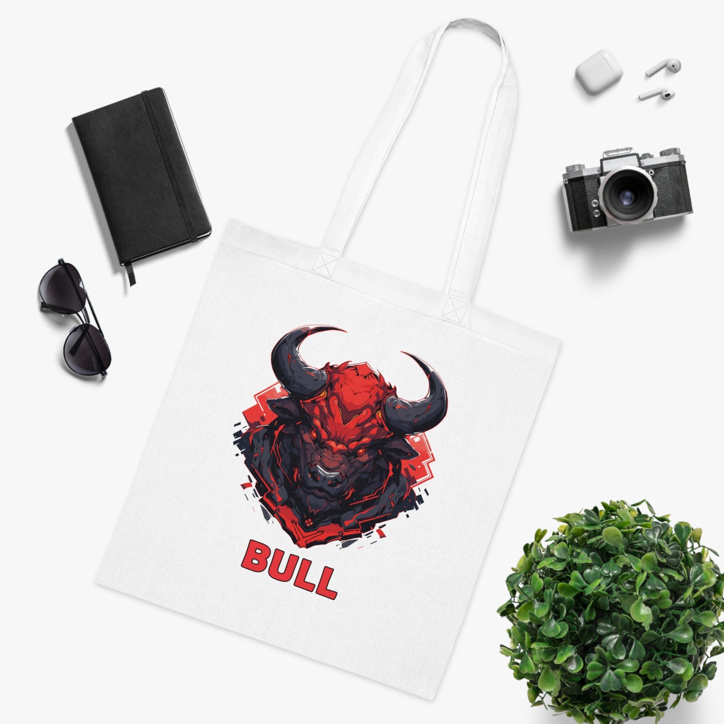 100% Cotton Canvas Tote Bag | Mascot-Bull-010