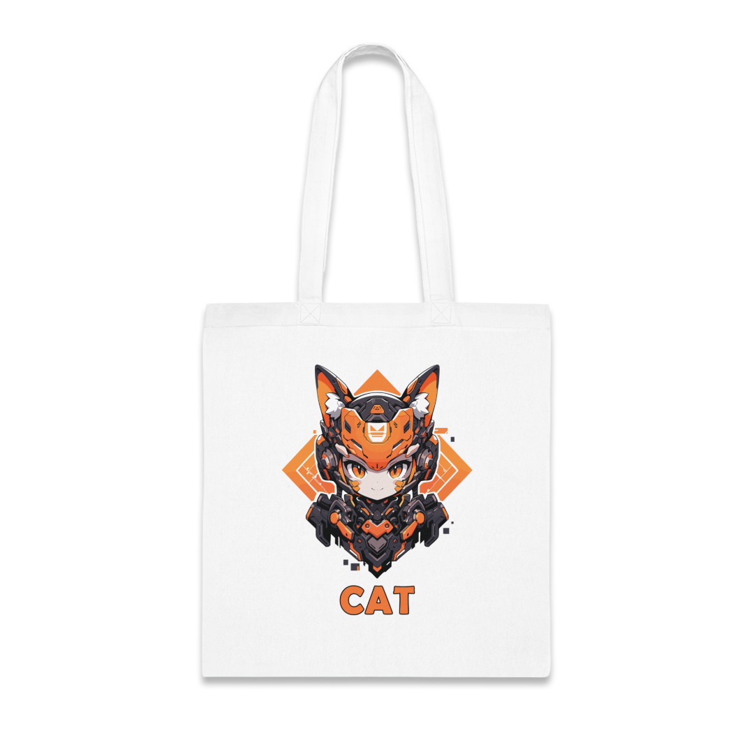 100% Cotton Canvas Tote Bag | Mascot-Cat-007