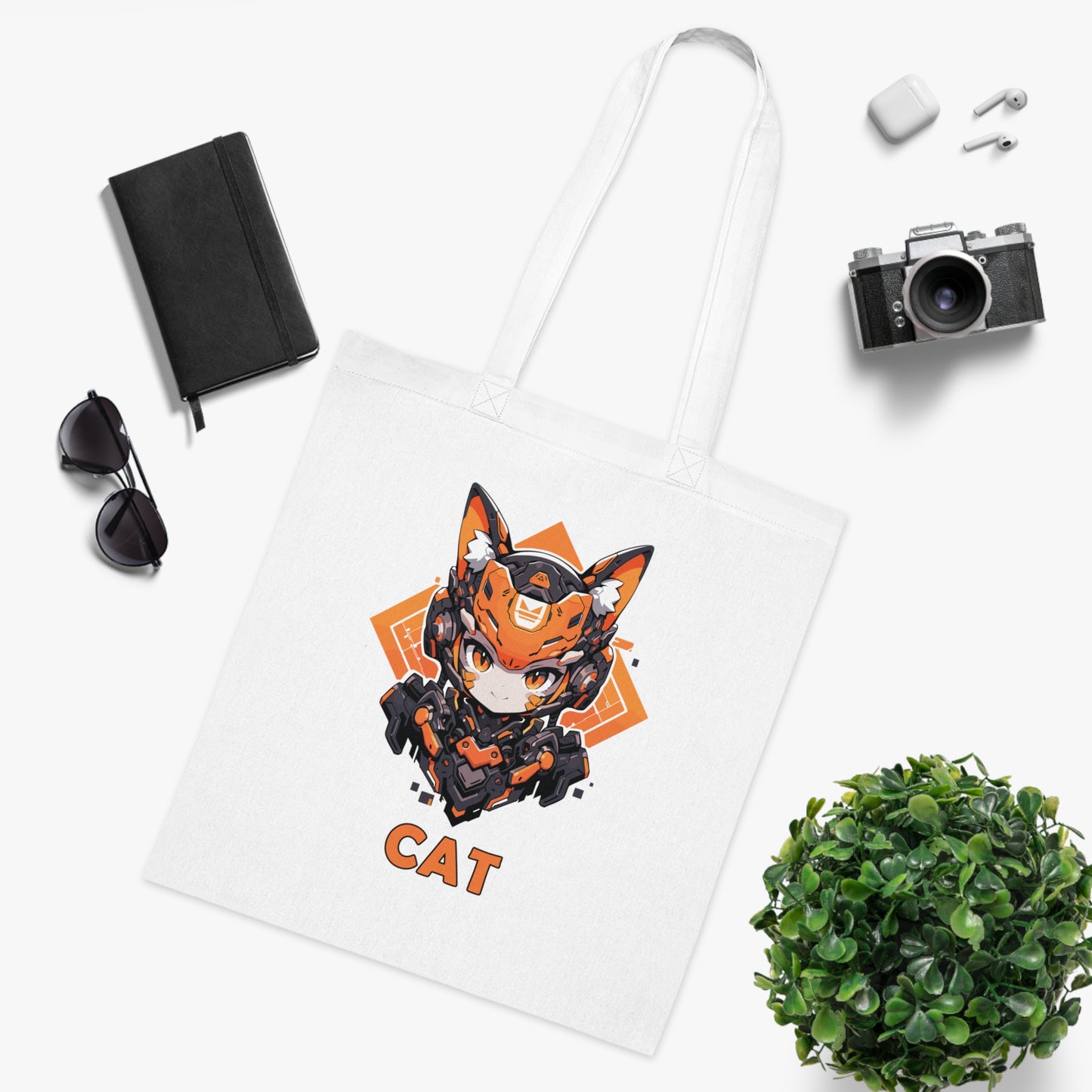 100% Cotton Canvas Tote Bag | Mascot-Cat-007