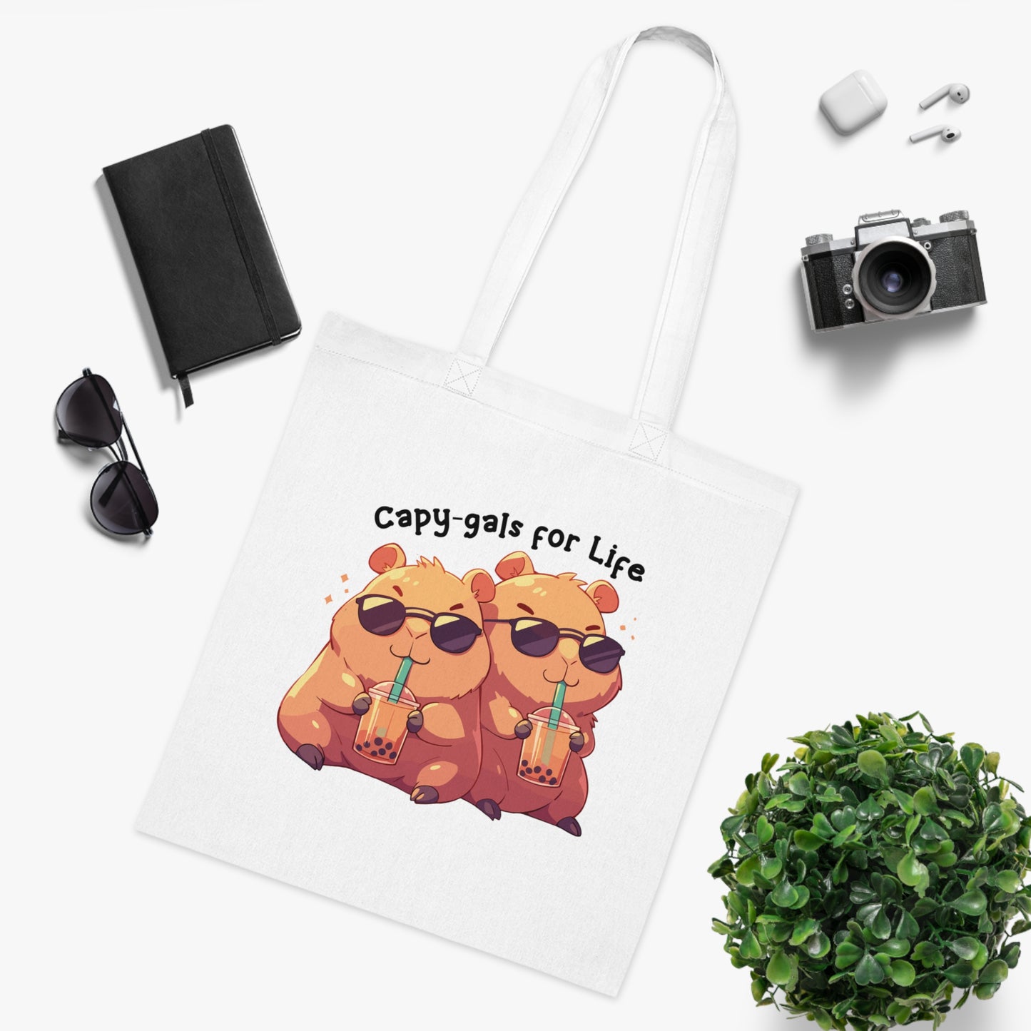 100% Cotton Canvas Tote Bag | Kawaii-Capybara-002