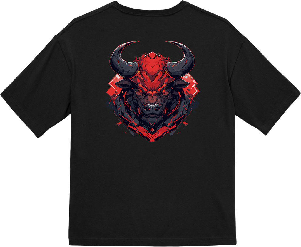 100% Cotton Oversized Tee | Mascot-Bull-010