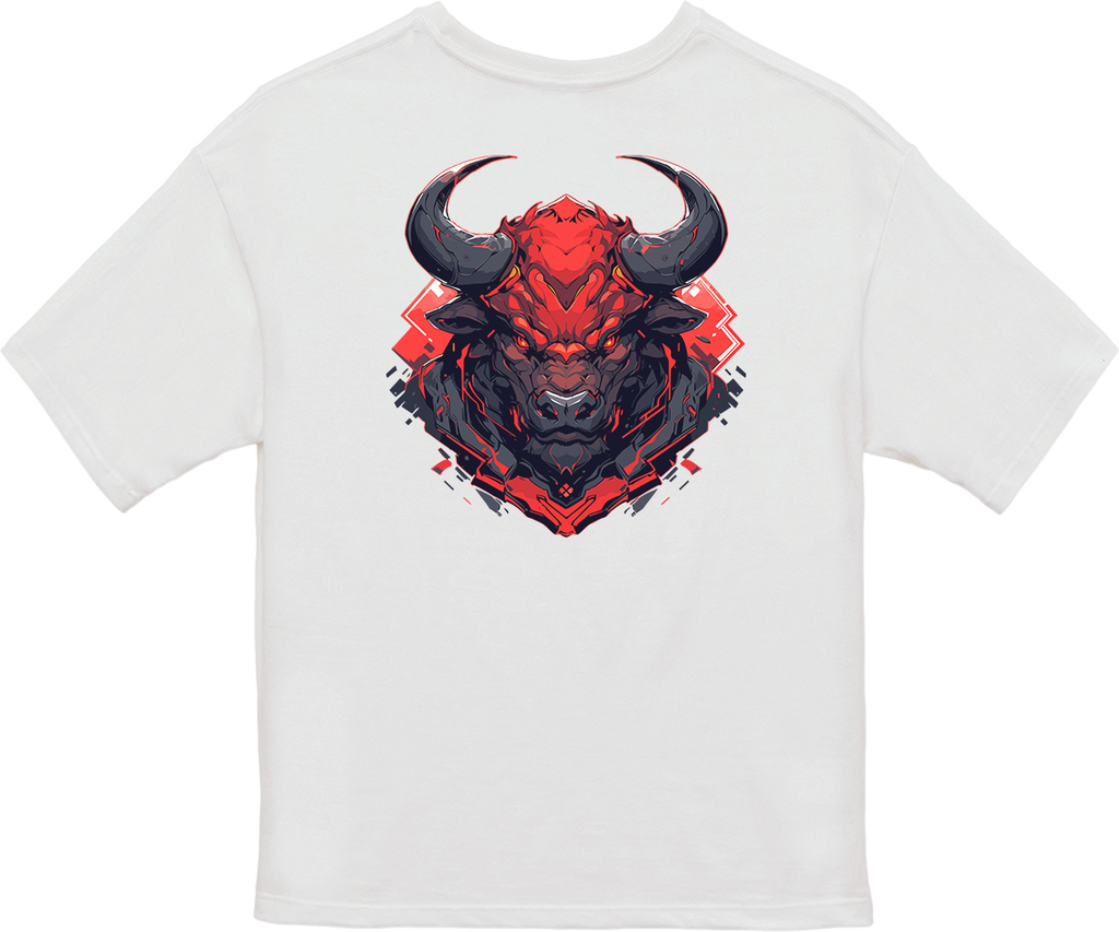 100% Cotton Oversized Tee | Mascot-Bull-010