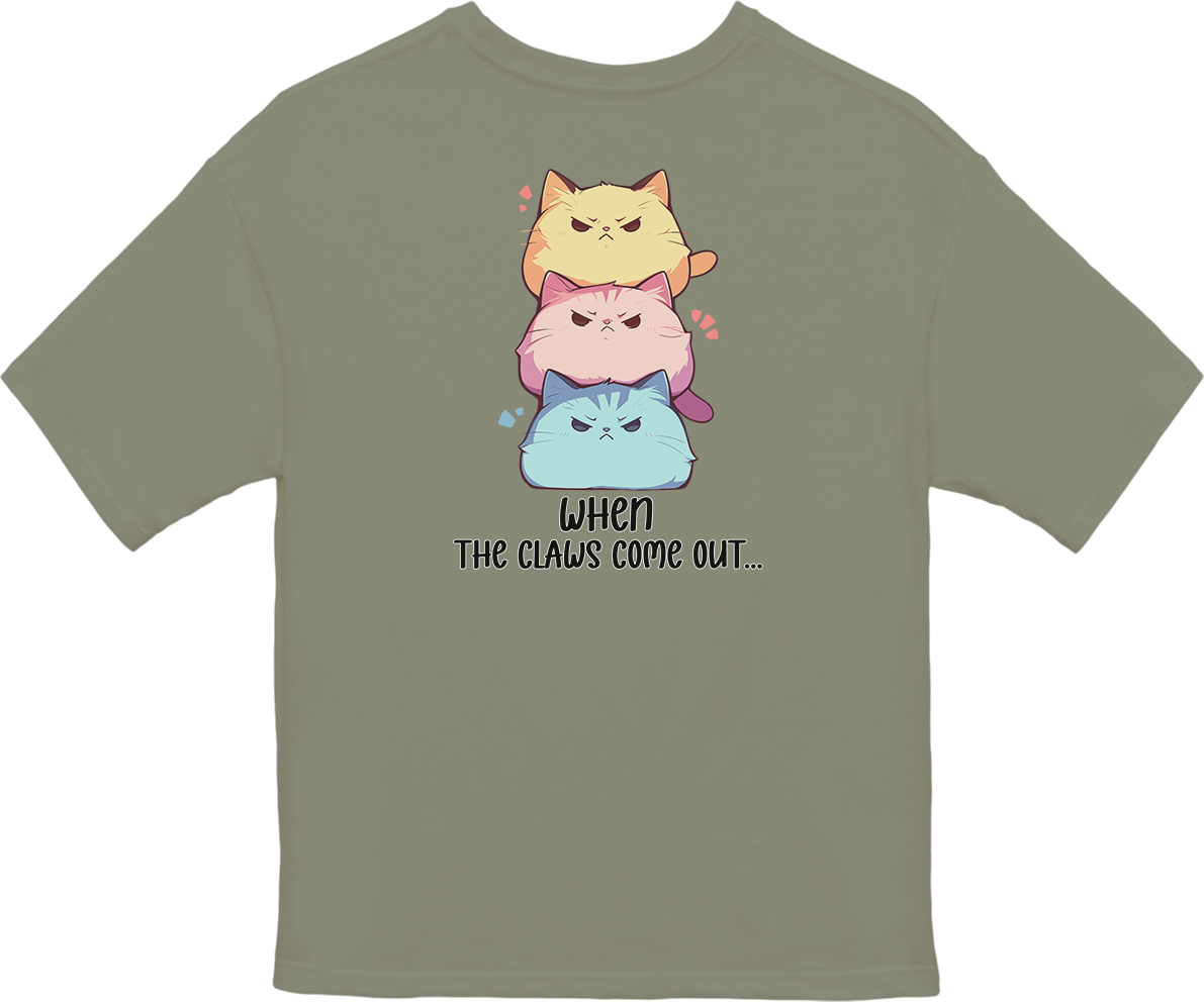 100% Cotton Oversized Tee | Kawaii-Cat-001