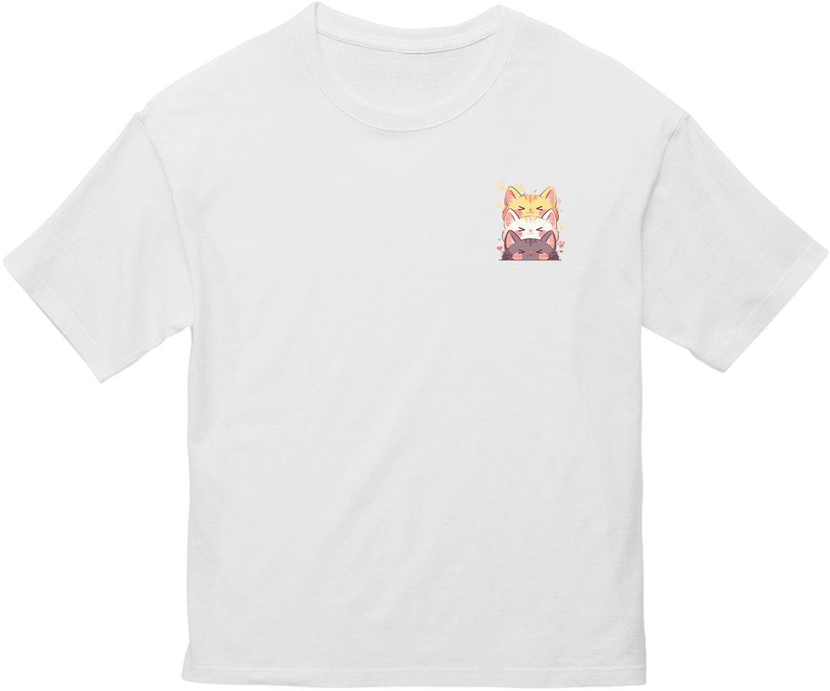 100% Cotton Oversized Tee | Kawaii-Cat-002