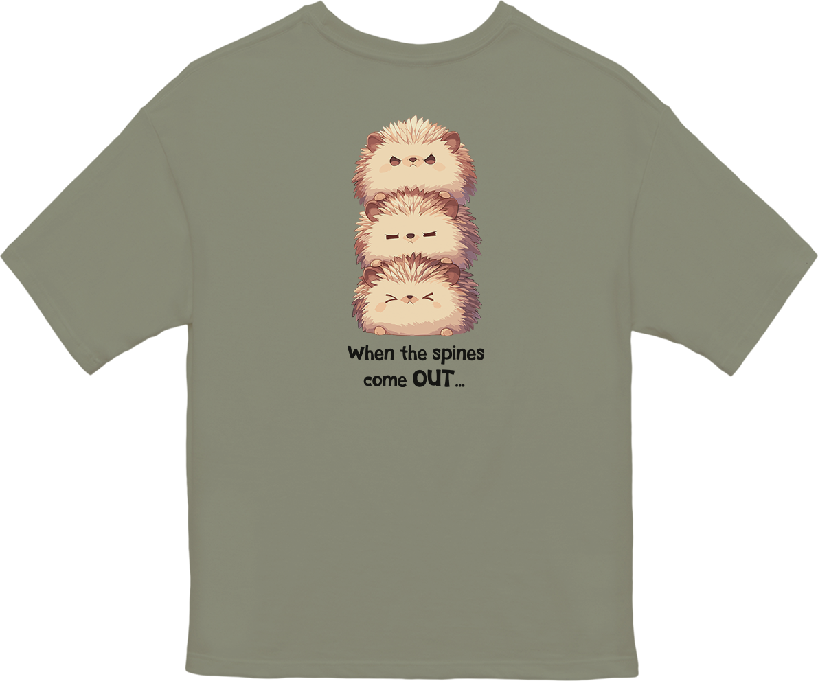 100% Cotton Oversized Tee | Kawaii-Hedgehog-001