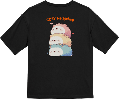 100% Cotton Oversized Tee | Kawaii-Hedgehog-003