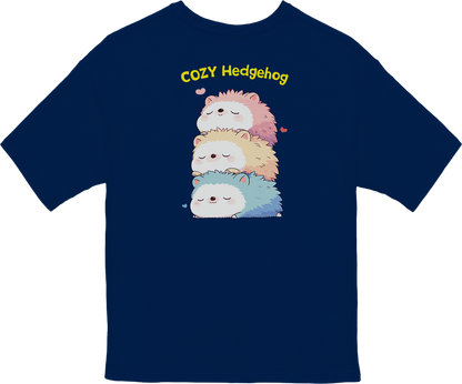 100% Cotton Oversized Tee | Kawaii-Hedgehog-003