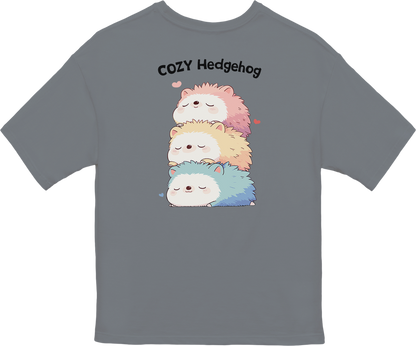 100% Cotton Oversized Tee | Kawaii-Hedgehog-003