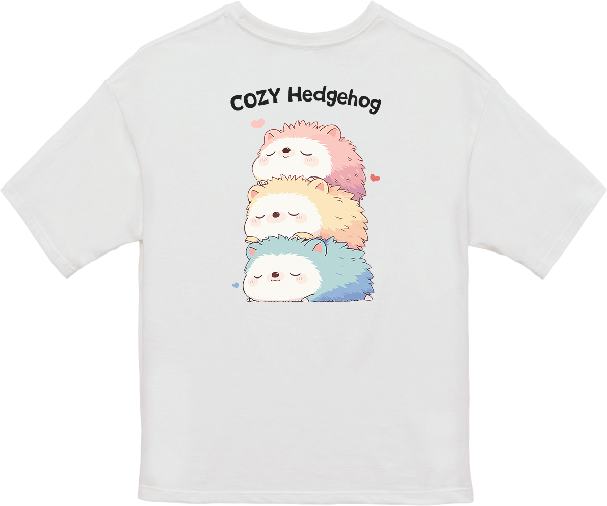 100% Cotton Oversized Tee | Kawaii-Hedgehog-003