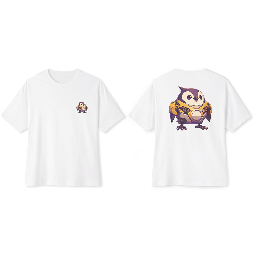 100% Cotton Oversized Tee | Mascot-Penguin-013