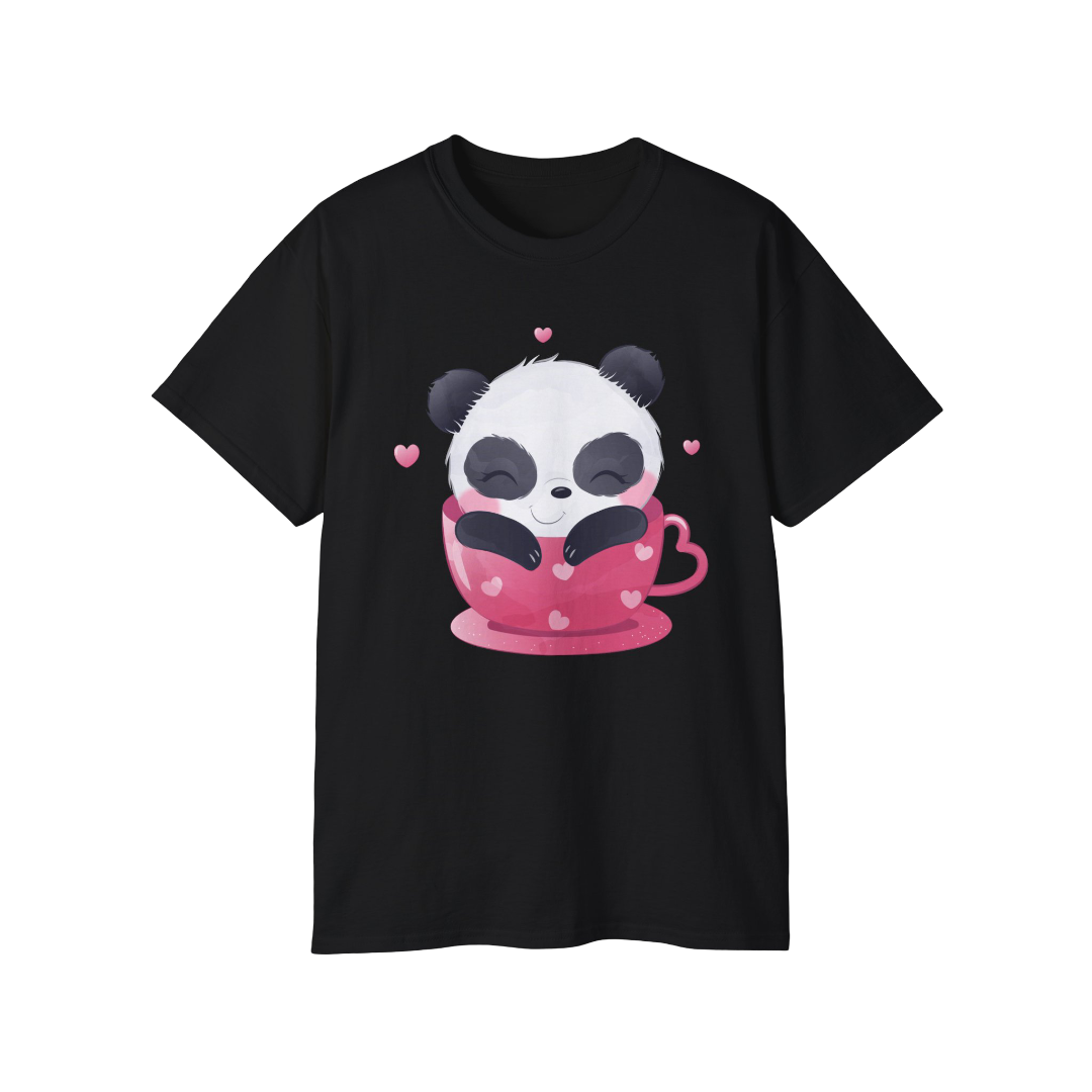 100% Cotton Short Sleeve Tee | Kawaii-Panda-002