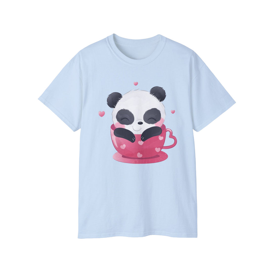 100% Cotton Short Sleeve Tee | Kawaii-Panda-002