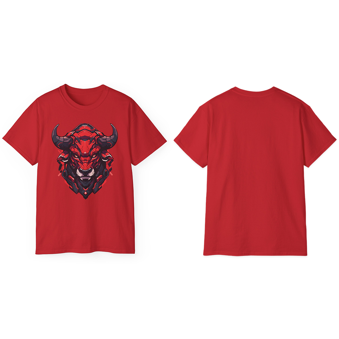 100% Cotton Short Sleeve Tee | Mascot-Bull-009