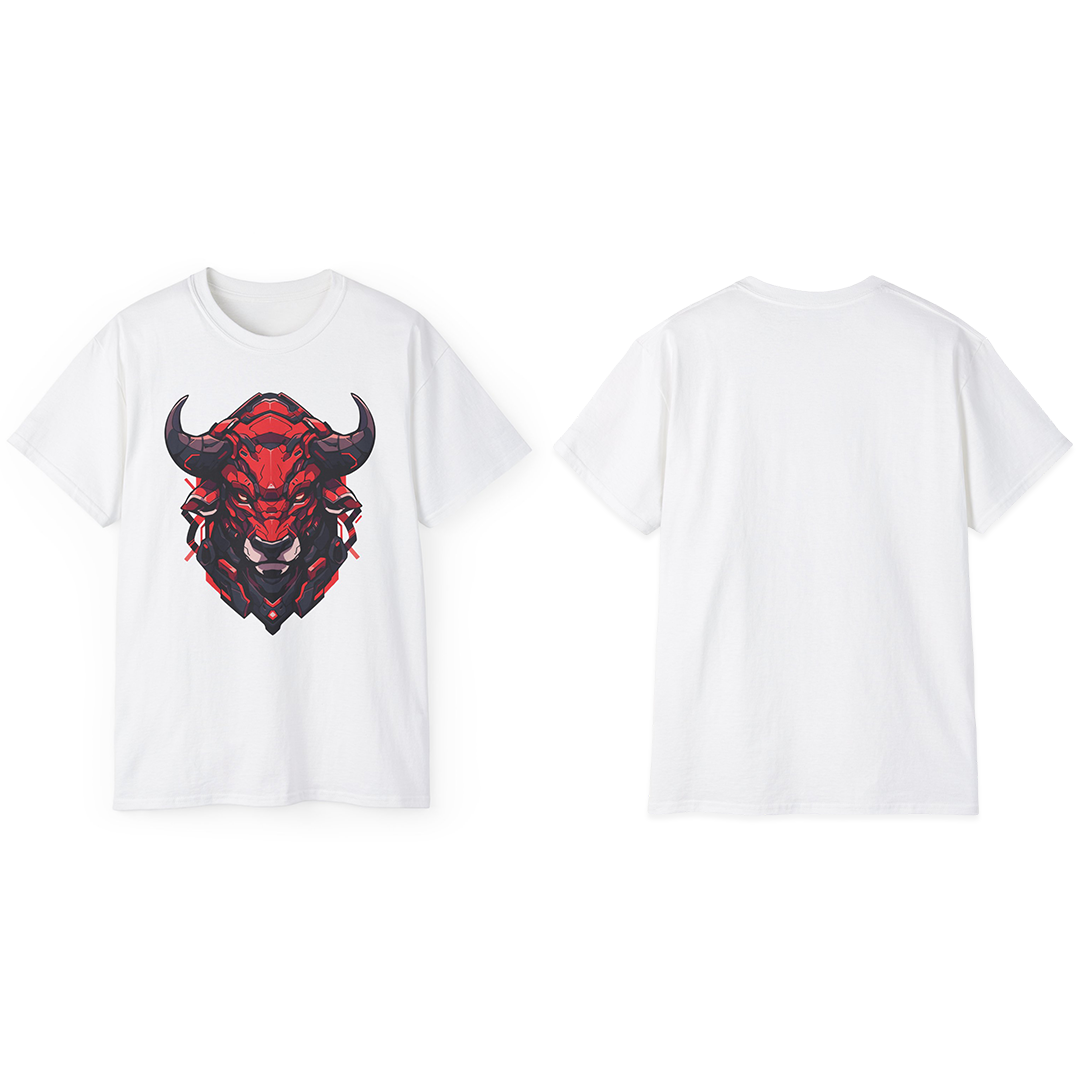 100% Cotton Short Sleeve Tee | Mascot-Bull-009