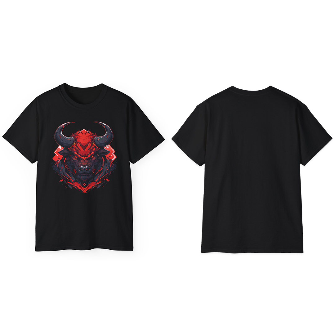 100% Cotton Short Sleeve Tee | Mascot-Bull-010