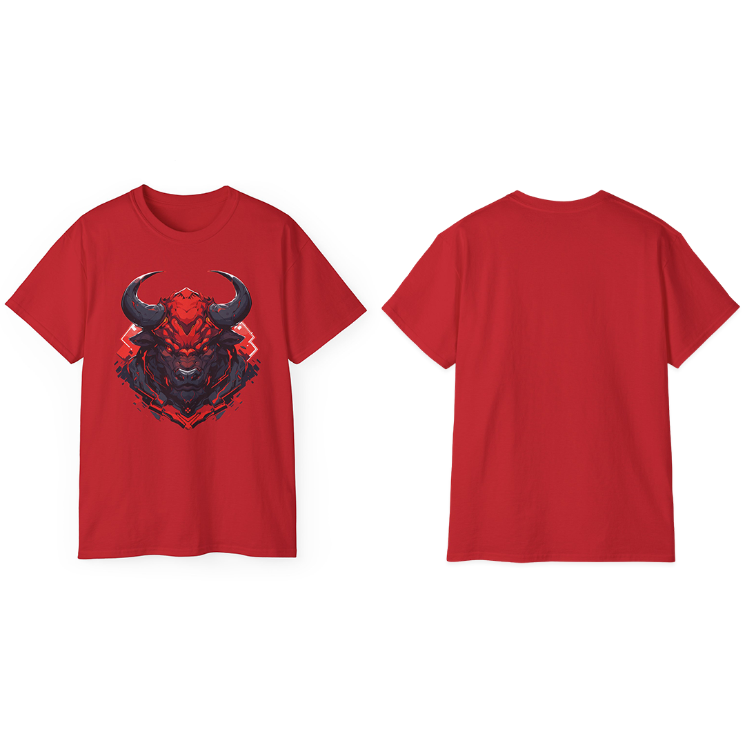 100% Cotton Short Sleeve Tee | Mascot-Bull-010