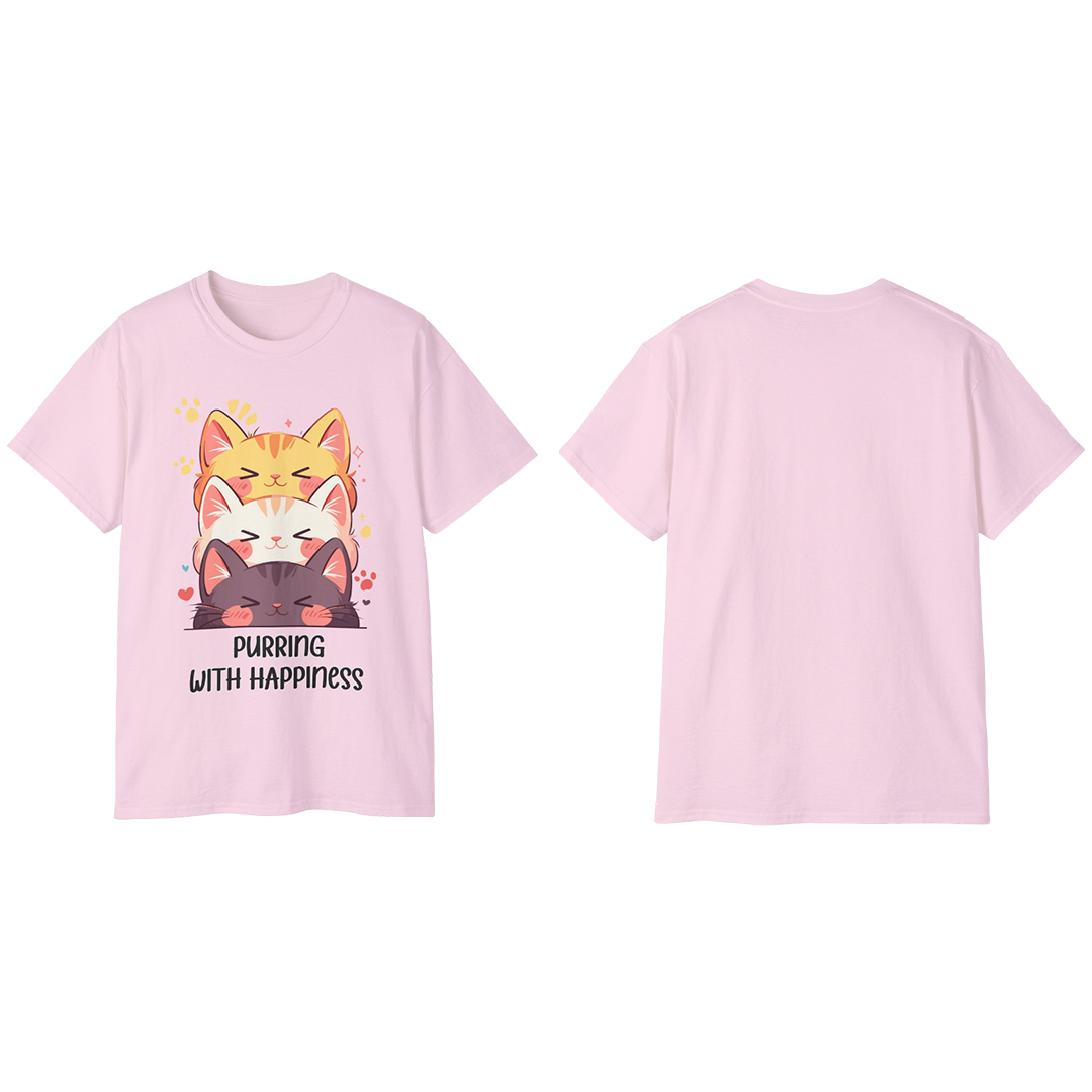 100% Cotton Short Sleeve Tee | Kawaii-Cat-002