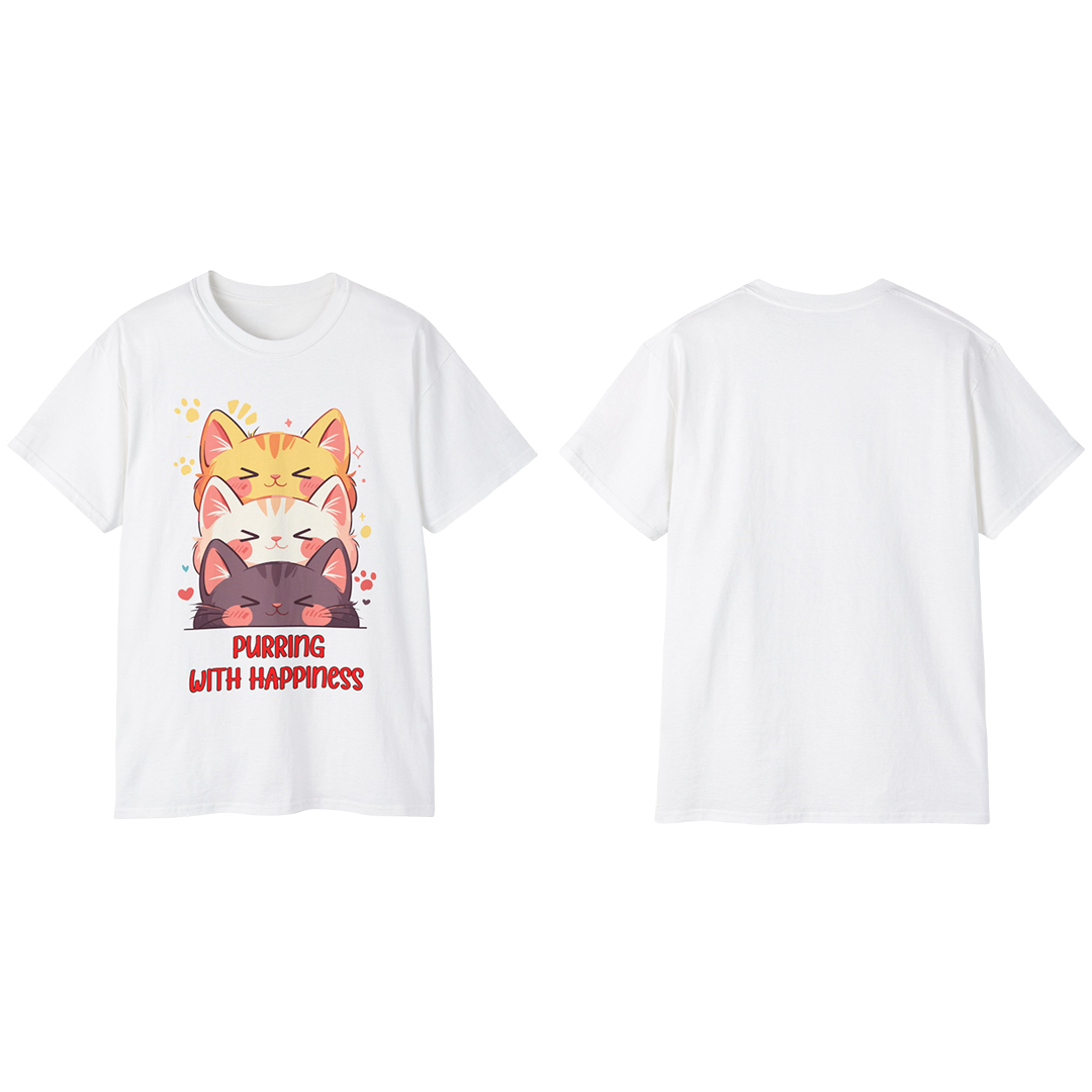 100% Cotton Short Sleeve Tee | Kawaii-Cat-002