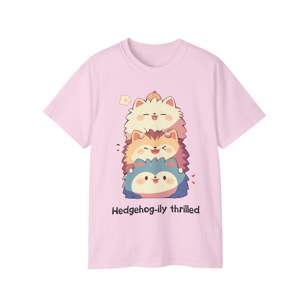 100% Cotton Short Sleeve Tee | Kawaii-Hedgehog-002