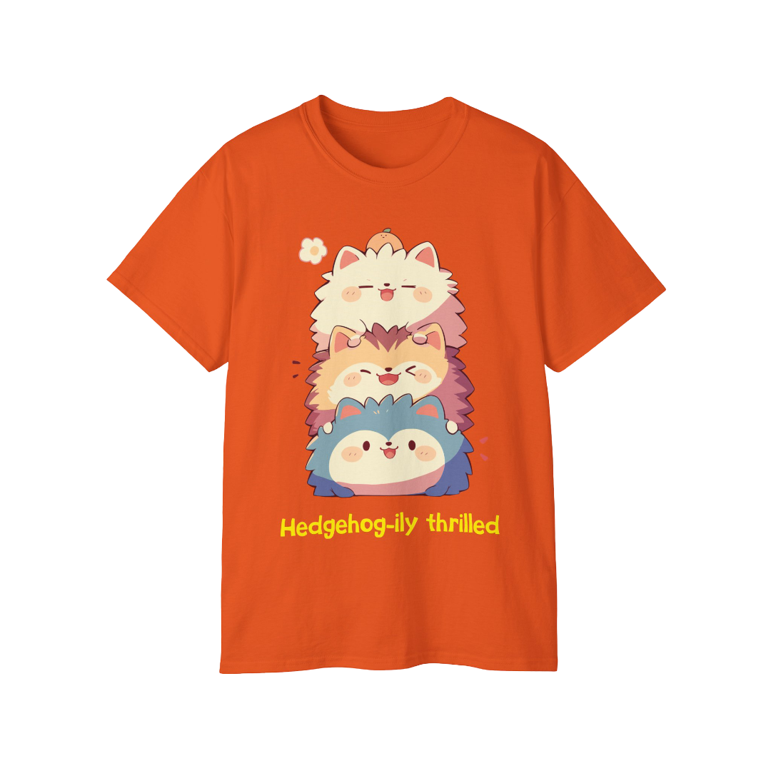 100% Cotton Short Sleeve Tee | Kawaii-Hedgehog-002